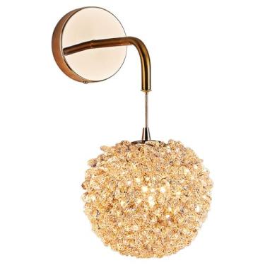 Imagem de Arandela de parede dourada moderna, luminária de parede globo de luxo de meados do século, arandelas de parede de cristal mini, arandelas de parede de cristal decorativas, para cabeceira, qu