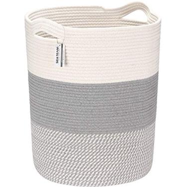 Imagem de Sea Team Large Size Cotton Rope Tecida Cesta de Armazenamento com Alças, Cesta de Lavanderia, Balde de Tecido, Tambor, Organizador de Brinquedos de Ro