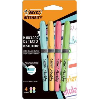 Imagem de Pincel Marcador de Texto com Grip Cores Pastéis BIC Marking Ponta chanfrada Brite Liner