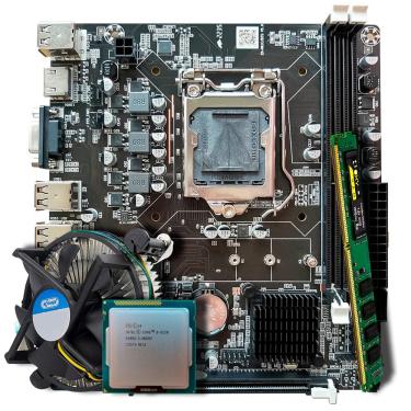 Imagem de Kit Para Reparo de Computador, Placa Mãe GT-H61, Processador Core i3-3220, Cooler, Memória ram 8GB DDR3