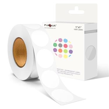 Imagem de PARLAIM Adesivos redondos de ponto de código de cor de 2,5 cm, etiqueta de pontos de inventário branco, etiquetas adesivas circulares para escritório doméstico - 1000 por caixa dispensadora (branco)