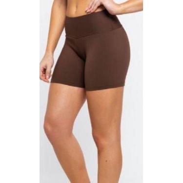 Imagem de Short Suplex Academia Fitness Feminino Cós Alto - Wolfox, Marrom, M