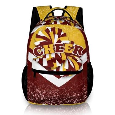 Imagem de HJKLONE Mochila de torcida para líderes de torcida, para mulheres, presentes de líder de torcida para times, Dourado e vermelho, 17”