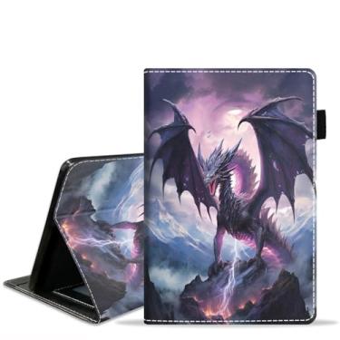 Imagem de BXIKEOPIU Capa para tablet Amazon Fire HD 8/HD 8 Plus (8 polegadas, 12ª/10ª geração, versão 2024/2022/2020), capa fólio fina de couro PU com suporte para despertar automático - Dragão maligno