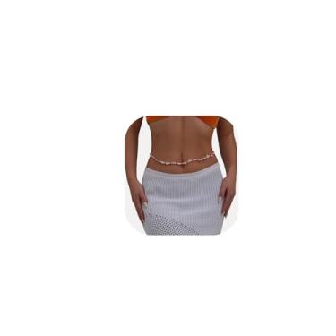 Imagem de Corrente para o corpo com contas de praia simples para o verão, biquíni, pingente de estrela-do-mar, corrente de barriga, joia de cintura com contas ajustáveis, acessório corporal para mulheres