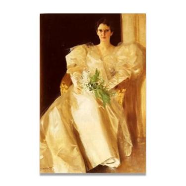 Imagem de LKXGRRSFG Impressões em tela de Anders Zorn Holding flowers - Arte de obra-prima sueca, decoração de parede serenidade de verão e coleção de galeria doméstica 30 x 45 cm