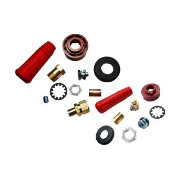 Imagem de DKJ10-25 & DKJ50-70 TIG Conector de solda Conjunto de plugue e soquete de corte a plasma cobre e borracha isolante 2 vermelho