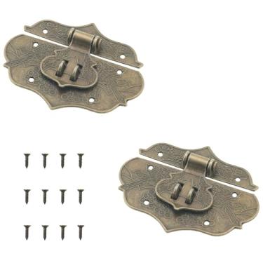 Imagem de DGHAOP 2 peças de fecho de caixa de painel chinês retrô de liga de zinco de 75 x 57 mm com parafusos de montagem, trava decorativa para joias, fivela para armário