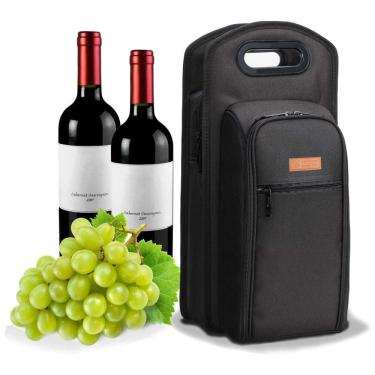 Imagem de Bolsa Térmica Para Transporte de Vinhos até 9 Garrafas com Compartimentos para Talheres e Taças, ALLCAMP OUTDOOR GEAR TWPB 36050A1AP, Preto