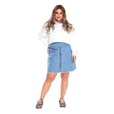 Imagem de Saia jeans feminina plus - Razon Jeans, Azul, 50