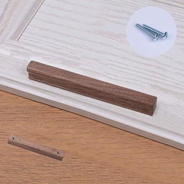Imagem de Puxador de porta de guarda-roupa de madeira maciça longa, puxadores de gaveta de cômoda de móveis, puxadores de armário de bar de cozinha, puxadores de armário de armário de banheiro, nogueira preta,