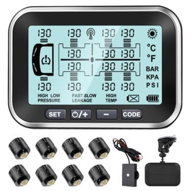 Imagem de Taimster TPMS para RV/Ônibus/Caravana/Motorhome/Reboque/Viagem/Caminhões, Sistema de Monitoramento de Pressão de Pneu Solar Sem Fio com Sensores de Tampa DIY Faixa de Pressão 0~188