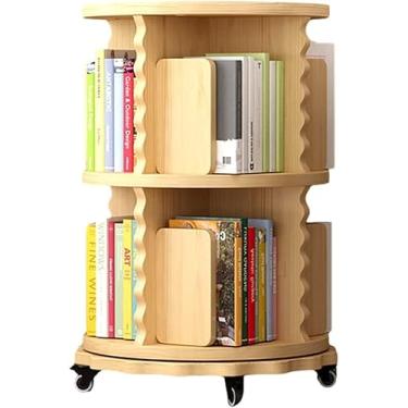 Imagem de AKALNNB Estante de livros com rotação de 360 graus, 2, 3, 4, 5, 6 andares de madeira, prateleira de armazenamento de canto para casa, quarto, sala de estar, escritório,
