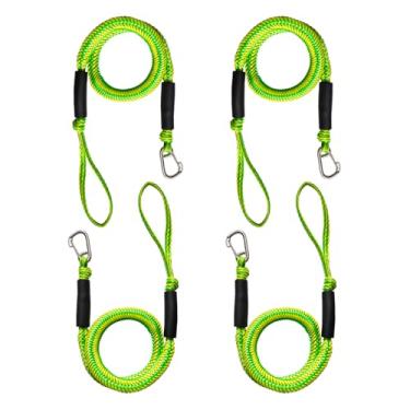 Imagem de Pacote com 4 linhas de doca elástica para ancoragem temporária de barco, - 1,2 m (se estende até 1,5 m) - Corda de amarração retrátil com clipe de aço inoxidável 316 e flutuador de espuma, acessório