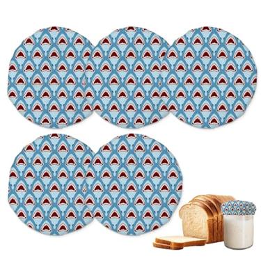 Imagem de Tampas de pote para iniciantes Sourdough, pacote com 5 tampas de pano de tubarão reutilizáveis para potes de 7 a 10 cm, ideais para kefir de kombucha ou fermentação de queijo