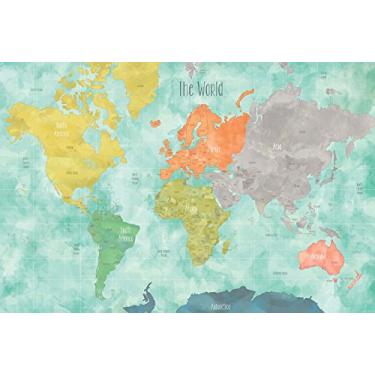 Imagem de Wall Pops DWPK1829 Decalque de mapa do mundo Aquarela