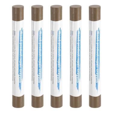 Imagem de HARFINGTON 5 peças de bastões de enchimento de madeira, cera de madeira, retoque de móveis, gizes de cera de reparo para madeira, champanhe