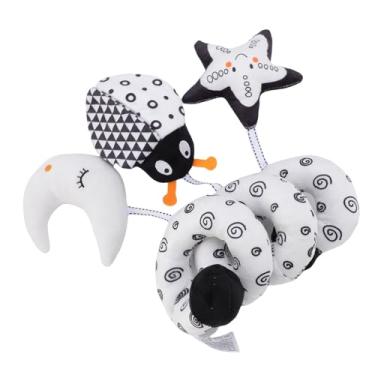 Imagem de Brinquedo de Pelúcia Em Forma de bebê Em Forma de Animal Branco Preto, Brinquedo Pendurado de Carrinho de bebê, Brinquedo de Chocalho Com Características Sensoriais, para
