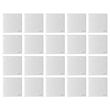 Imagem de ChaosssCo Placa de parede única em branco de 2 faixas para capa de interruptor de tomada e decorativa, branca (pacote com 20)