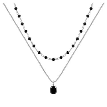 Imagem de JNF Gargantilha gótica preta para mulheres, gótica, contas, sol, cruz, lua, coração, pingente de Halloween, Y2K, cruz gótica, joias presentes, X-Large, Pérola, Pérola