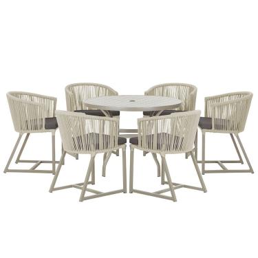 Imagem de Mesa com 6 Cadeiras de Jantar Roma 120cm e Noronha em Alumínio