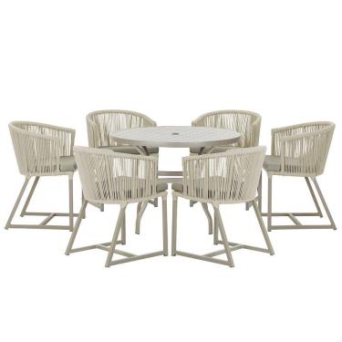 Imagem de Mesa com 6 Cadeiras de Jantar Roma 120cm e Noronha em Alumínio