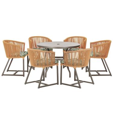 Imagem de Mesa com 6 Cadeiras de Jantar Roma 120cm e Noronha em Alumínio