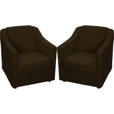 Imagem de Kit 2 Poltronas Mila Pé De Plástico Cromado - Marrom Suede