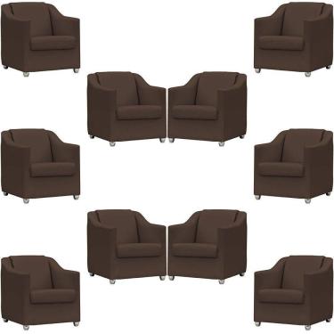 Imagem de Kit 10 Poltronas Mila Corino Cores Pé De Plástico Cromado - Marrom Corino