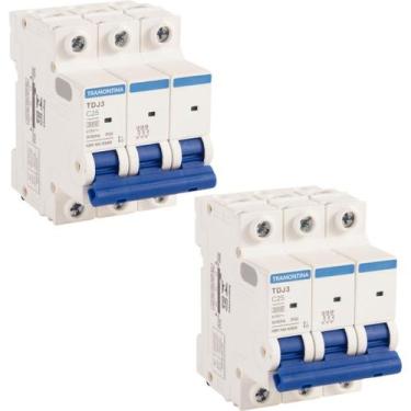 Imagem de 2 Disjuntor 25A Tripolar Curva C 3KA Tramontina 58013107