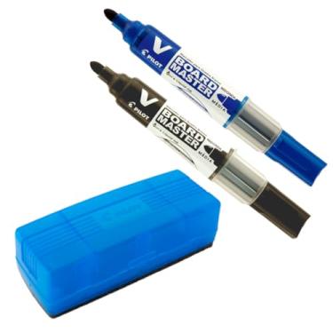Imagem de Apagador Para Quadro Branco Pilot + 2 Pinceis Board Master Recarregavel (Azul - Preto)