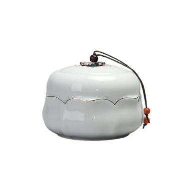 Imagem de Lata de Chá Lata de chá de cerâmica com tampa, recipiente selado para armazenamento em bancada doméstica para açúcar, chá e café Lata de Chá(Gray)