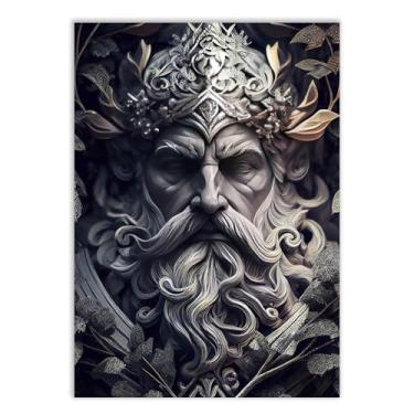 Imagem de Placa Decorativa Estatua Mitologia Nórdica Odin Decoração Quarto Sala