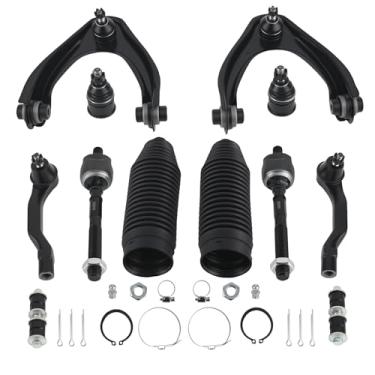 Imagem de maXpeedingrods Kit de braço de controle frontal superior de 12 peças para Honda Civic 1996-2000, kit de suspensão com juntas esféricas inferiores elos de barra oscilante botas externas e internas