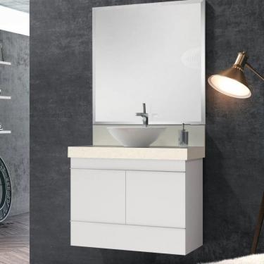 Imagem de Banheiro, Gabinete, Lavatório Em Porcelanato 80Cm Branco