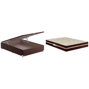 Imagem de Colchão Casal Hellen Millenium Box 138cm De Largura Probel Marrom Com Bege