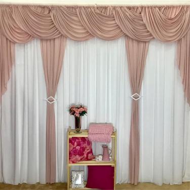 Imagem de Cortina Idealle Para Varão Em Malha 3,00m X 2,60m Sala Quarto - Rosê
