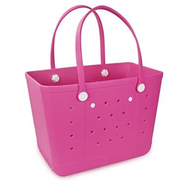 Imagem de Addoklm Bolsa de praia de borracha leve X grande para impermeável, bolsa aberta durável para barco, piscina, esportes, academia, Vermelho rosa, X-Large
