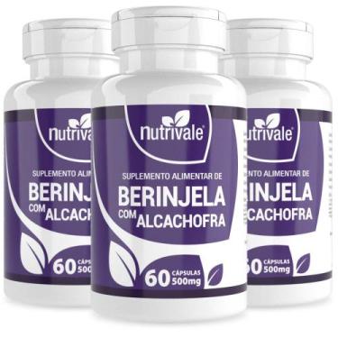 Imagem de Kit 3X Berinjela Com Extrato seco de Alcachofra 500mg 60 cápsulas - Nu