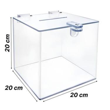Imagem de Urna Cubo Media 20X20X20 cm, Acrílico 3MM, para mais de 1.000 cupons. 