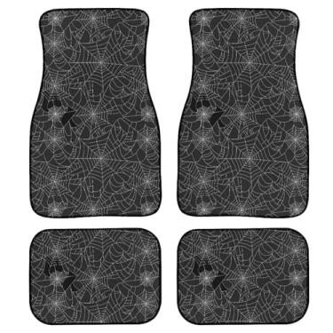 Imagem de DBBXHZJY Spdier Web Tapetes de carro universais pretos góticos para carros, dianteiros e traseiros, de borracha, antiderrapantes, tapetes para pés de carro, acessórios de carro fofos para caminhões