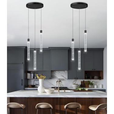 Imagem de dolria 3 Luzes Pendentes De Cristal Para Ilha Cozinha, Mini Lustre Ajustável, Luminárias Teto Suspensas, Iluminação Led Regulável, Sala Jantar, Corredor
