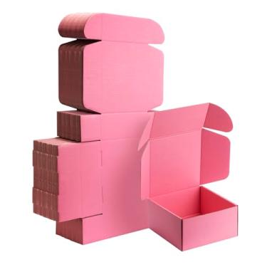 Imagem de Yidomto Caixas De Remessa Pequenas Rosa 8X8X4 - Pacote Com 25 Papelão Ondulado Para Embalagem, Correspondência, Presente, Resistente, Reciclável, Suprimentos Comerciais Perfeitos, Comércio Eletrônic