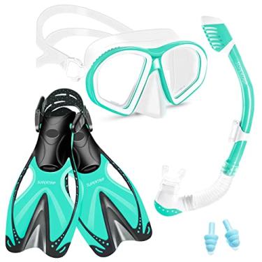 Imagem de Supertrip Conjunto De Mergulho Com Snorkel Infantil, Equipamento Para Crianças, Máscara E Nadadeira Infantil Vidro Temperado, Óculos Mergulho, Superfície Seca, Nadadeiras Ajustáveis Meninos Meninas