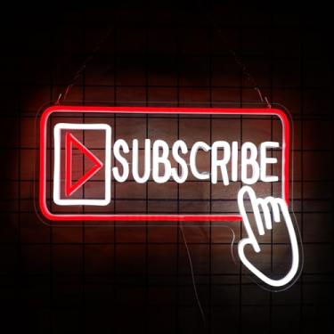 Imagem de Jesalah Letreiro De Neon Para Inscrição - Botão Reprodução Estiloso E Luminária Parede Com Cursor Streamers/Gamers, Kit Fácil Instalação Incluso, Decoração Led Vermelho Branco 30 X 43 Cm, Salas Cria