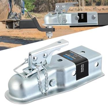 Imagem de Nilight Acoplador de reboque reto com trava de segurança e corrente para bola de engate de 5 cm, canal de 7,5 cm, 1,587 kg, acoplador de lingueta de reboque resistente para instalação de perua