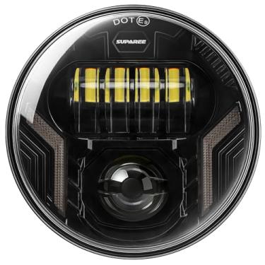 Imagem de SUPAREE Farol de LED de 14 cm 5,75 polegadas: farol de motocicleta com seta Halo DRL adequado para Dyna Street Bob Super Wide Glide Low Rider Night Rod Train Softail Deuce Sportster Iron 883