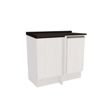 Imagem de Balcão Cozinha p/ Cooktop c/ Tampo Maxxi G748 Canto Reto c/ 1 Porta 80cm Branco/Preto - Kappesberg