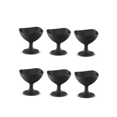 Imagem de Jogo de Sobremesa Preto Taça 300ml Tigela Plastico 6un