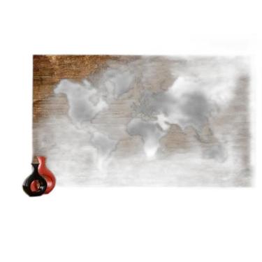 Imagem de Papel De Parede 3D Mapa Mundi Madeira Concreto 3,5M Nmu21 - Você Decor